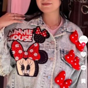 Minnie Mouse Denim Jacket with Red Bow Accents